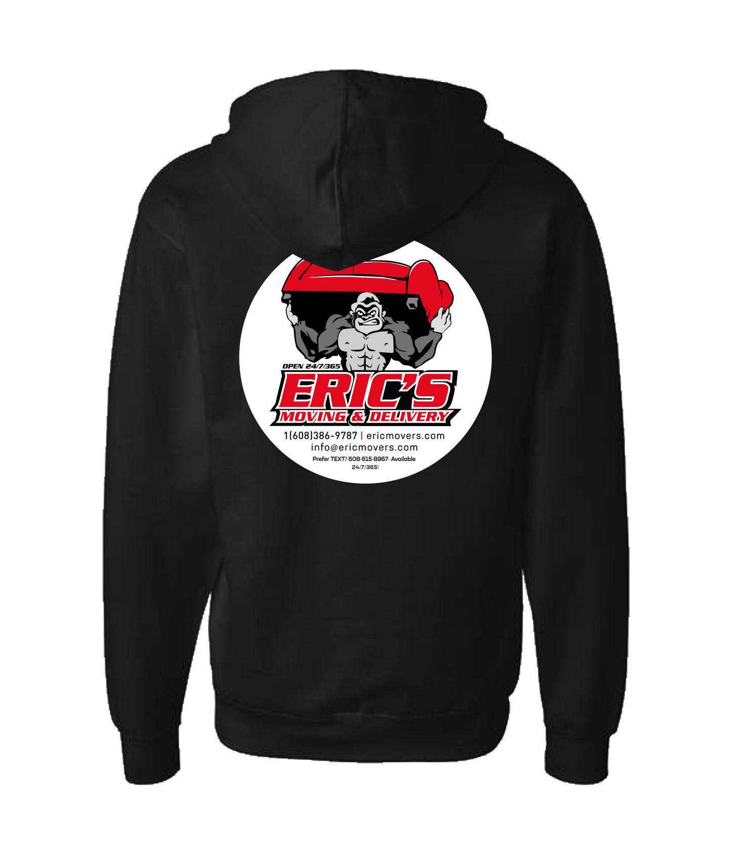 Eric's Movers - Couch Lift - Black Zip Up Hoodie