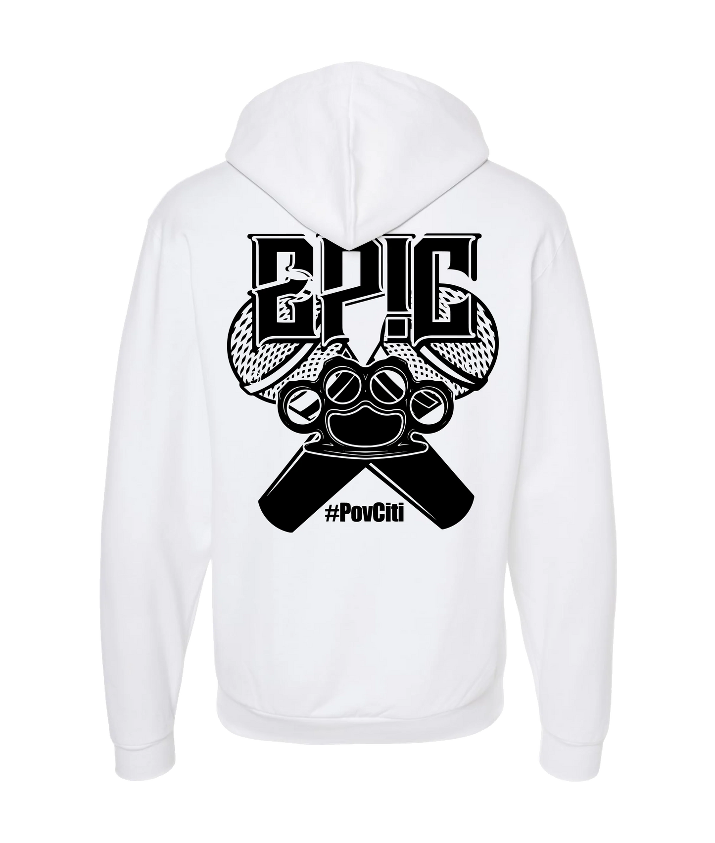 PovCiti Apparel - Epic #PovCiti - White Zip Up Hoodie