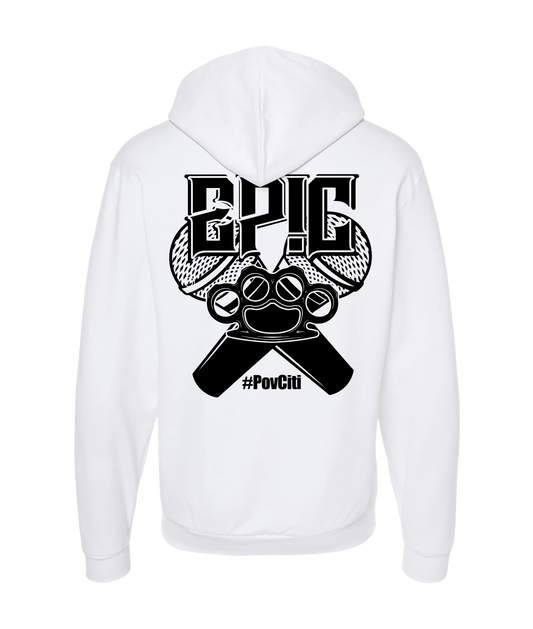 PovCiti Apparel - Epic #PovCiti - White Zip Up Hoodie