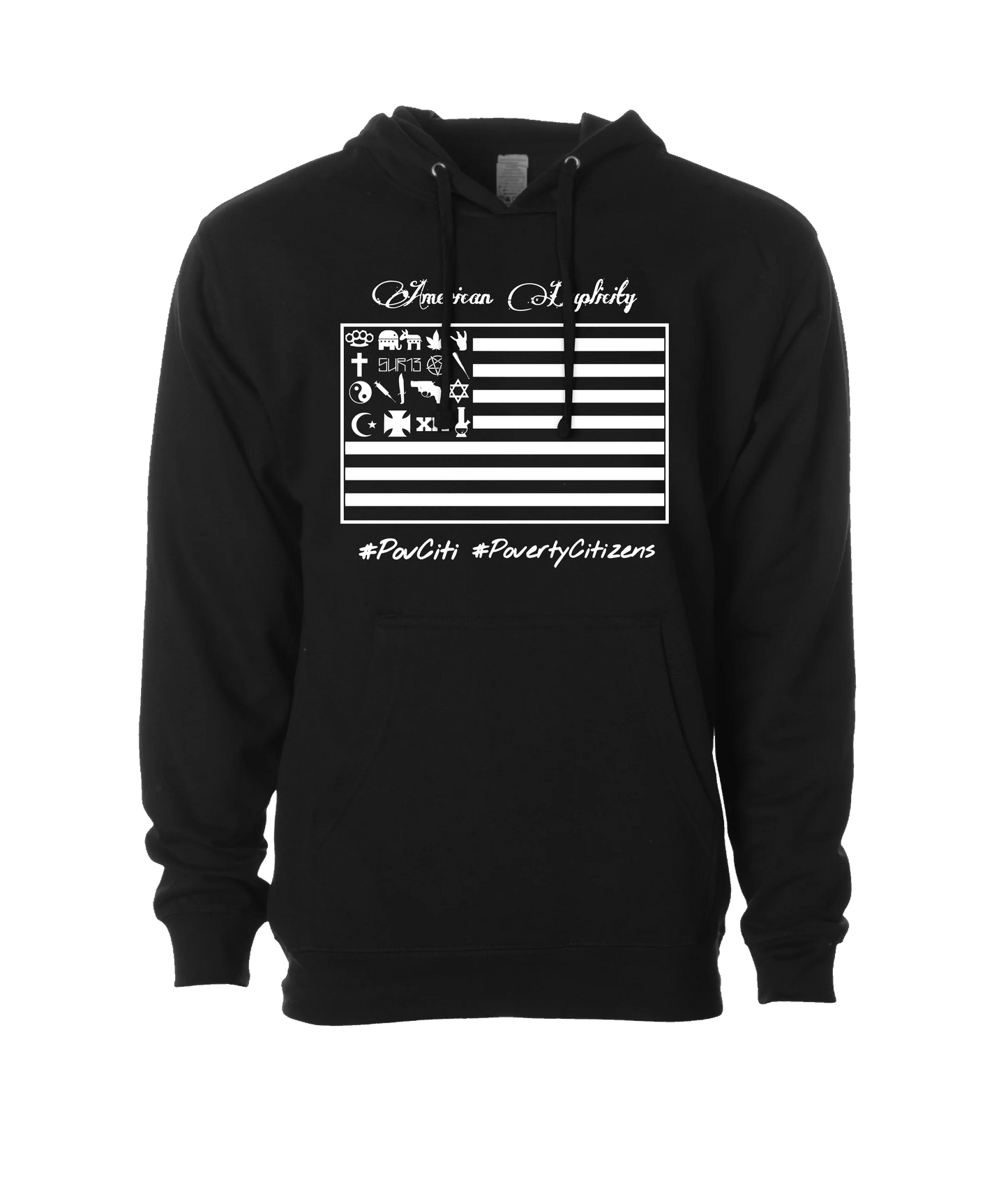 PovCiti Apparel - American Duplicity - Black Hoodie