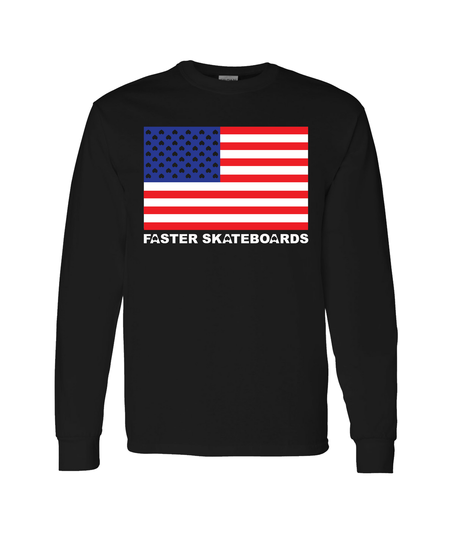 Faster Skateboards - FLAG - Black Long Sleeve T