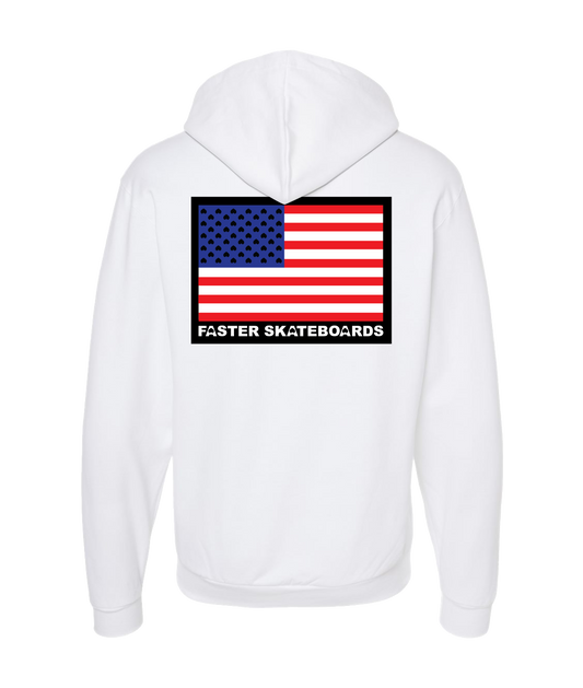 Faster Skateboards - FLAG - White Zip Up Hoodie