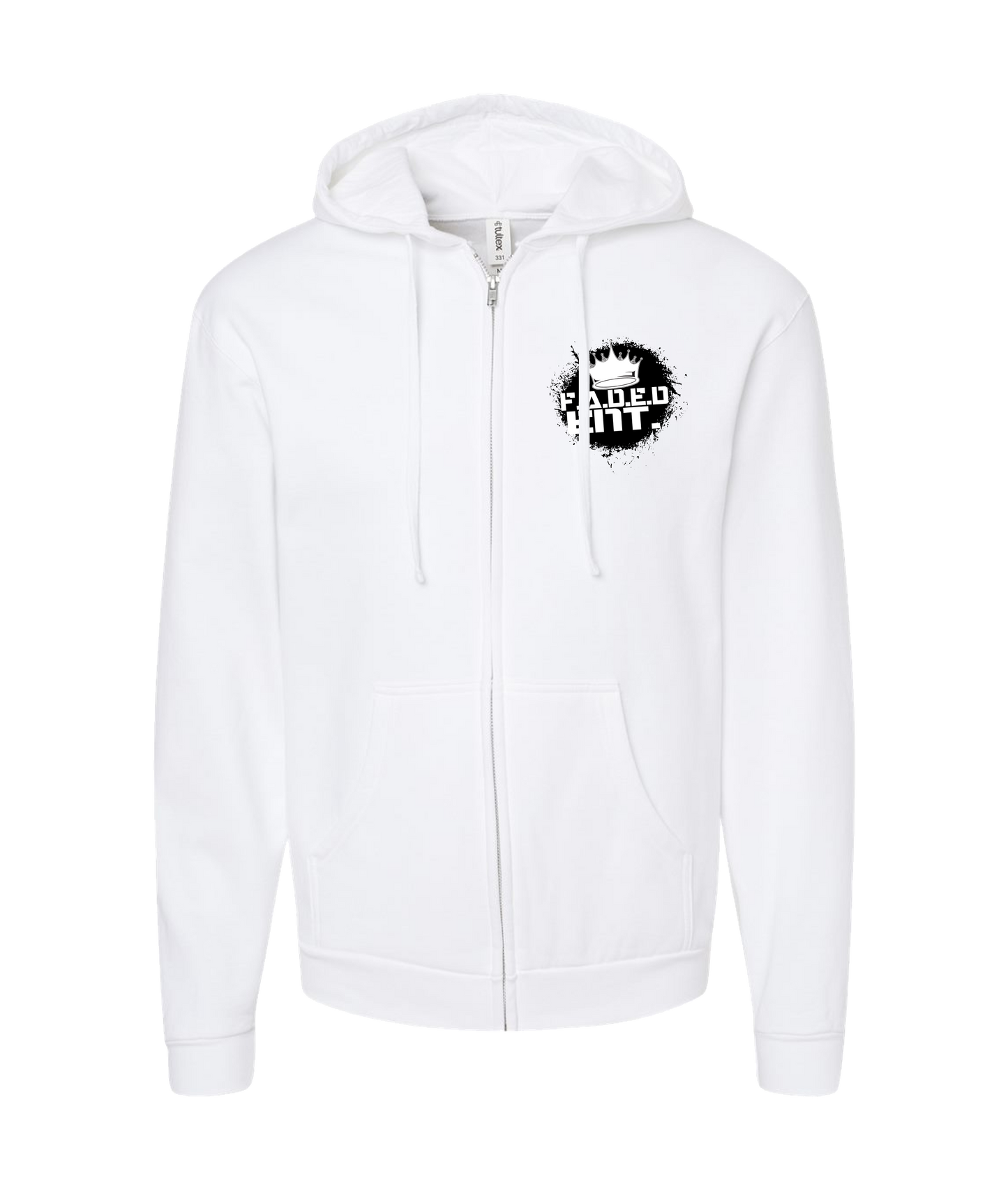 F.A.D.E.D.ENT. - Logo Black - White Zip Up Hoodie