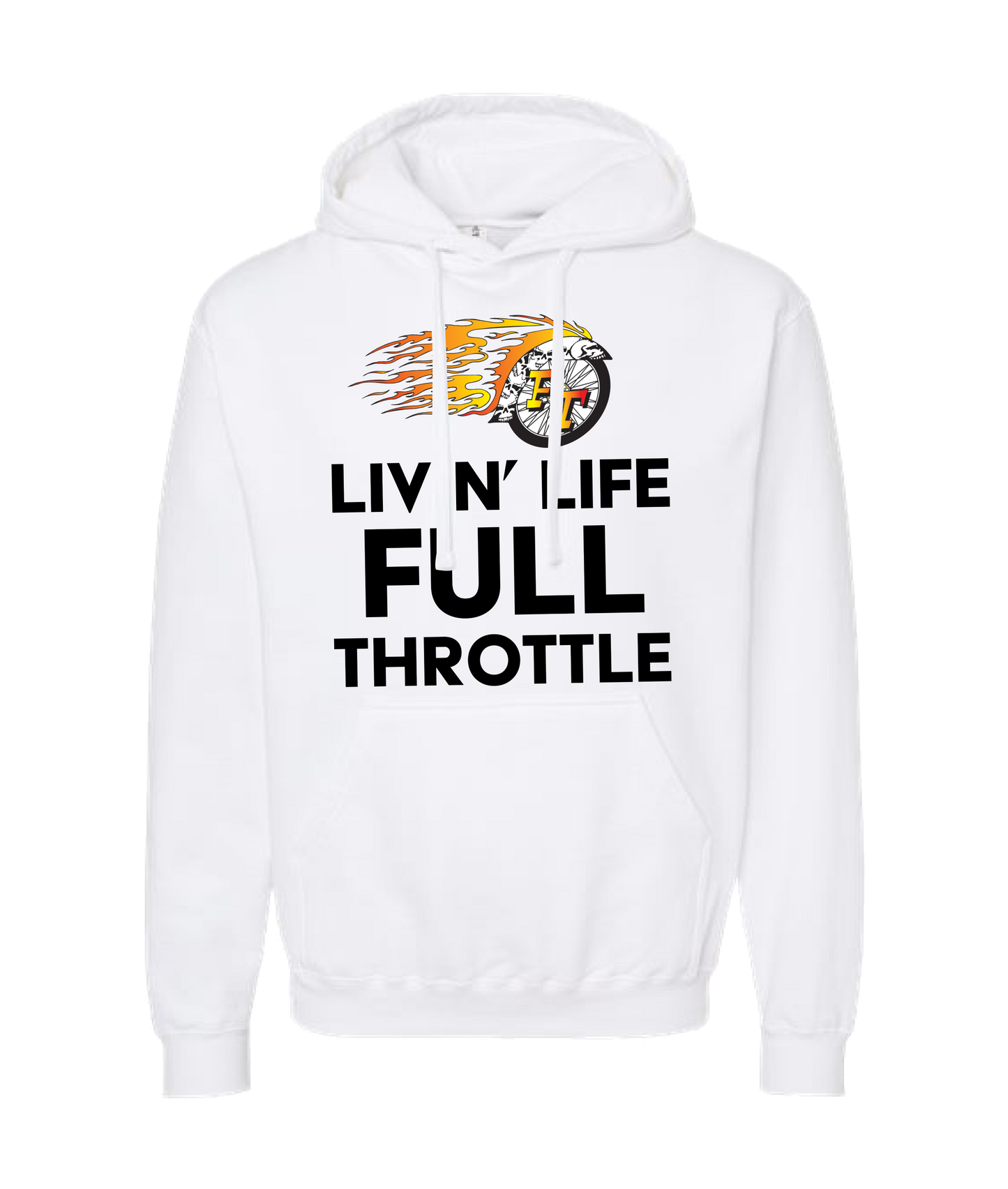 Full Throttle Magazine - FLAMING WHEEL - White Hoodie