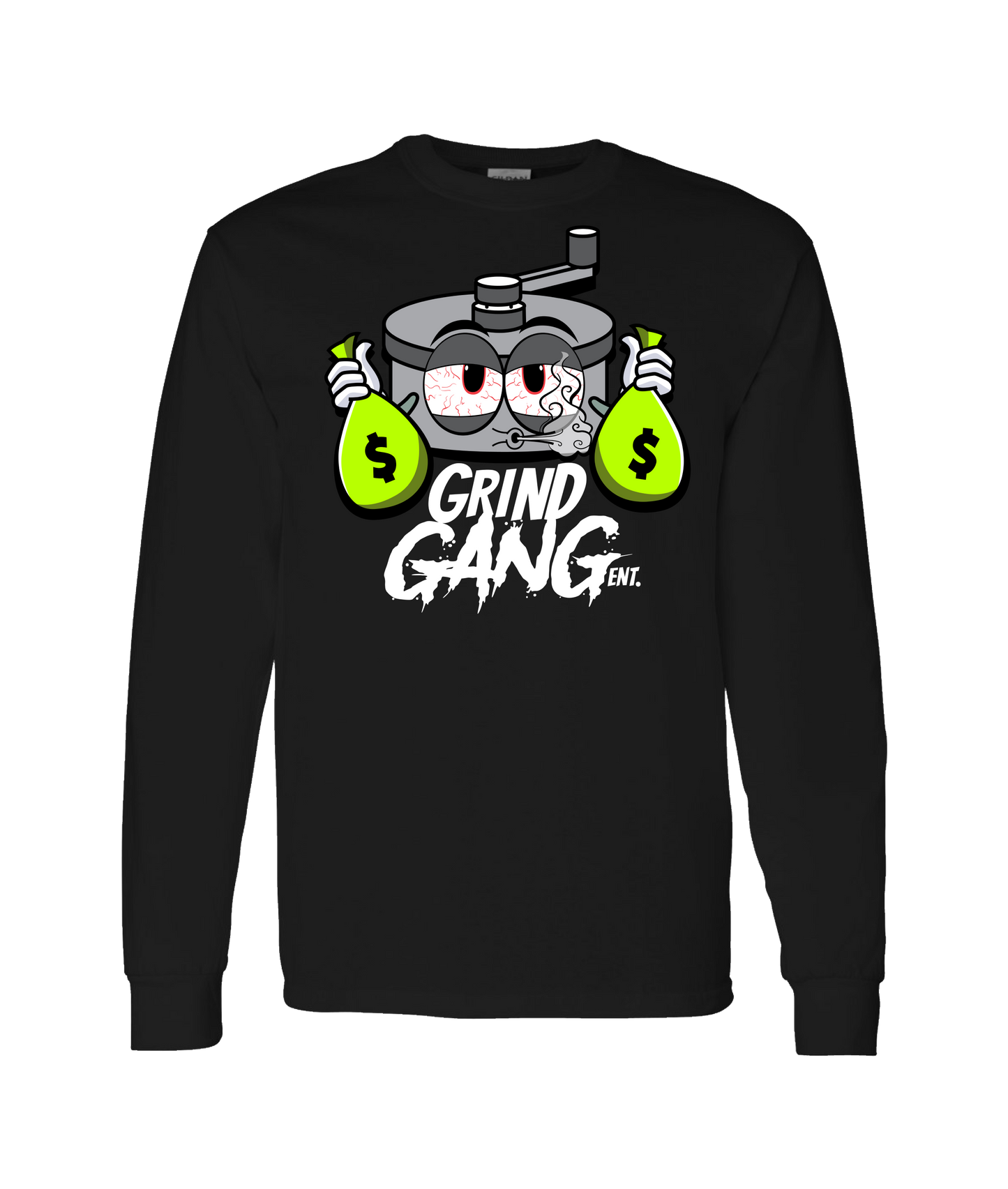 GRIND GANG ENT. LLC - SILVER GRINDER - Black Long Sleeve T