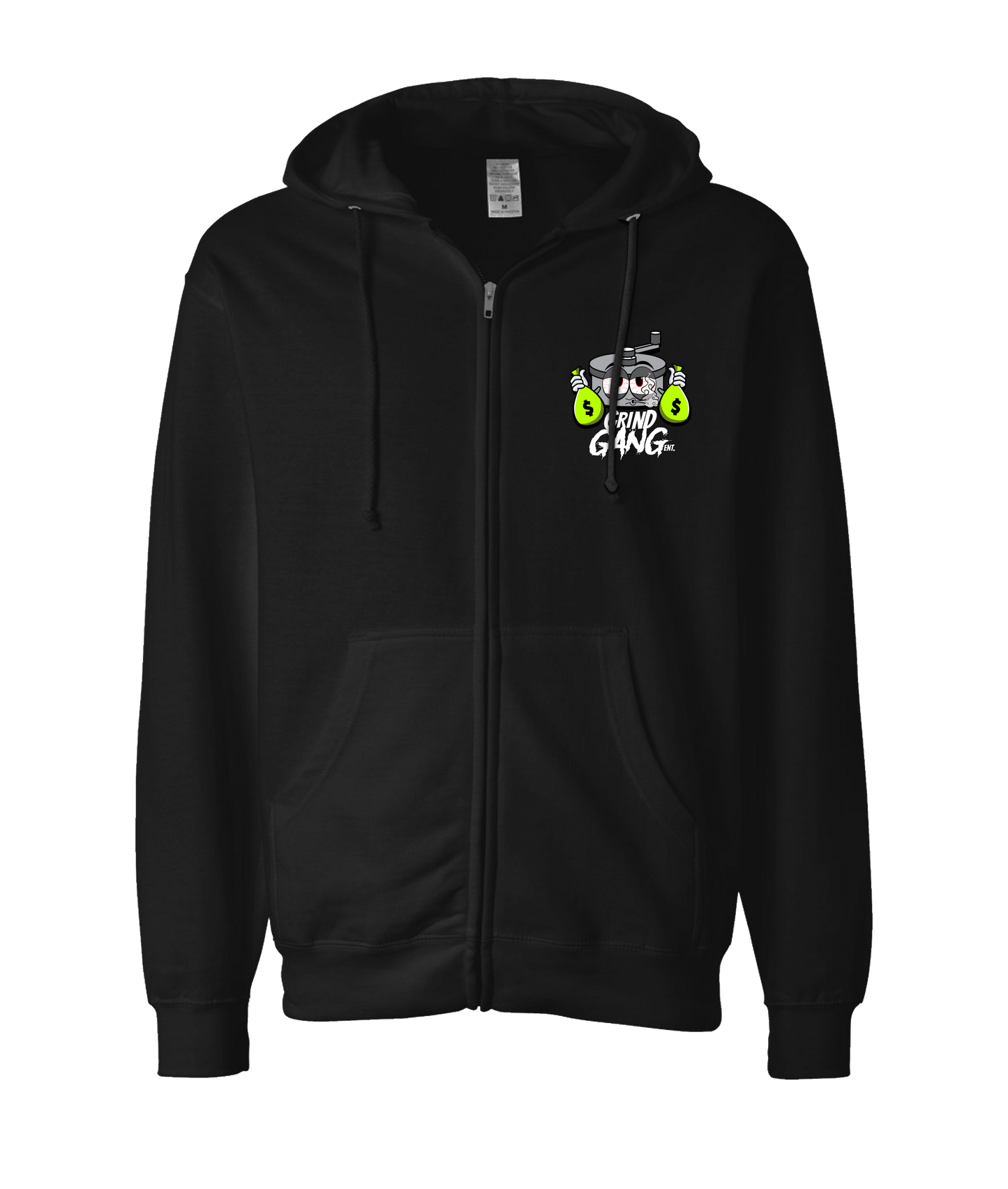 GRIND GANG ENT. LLC - SILVER GRINDER - Black Zip Up Hoodie