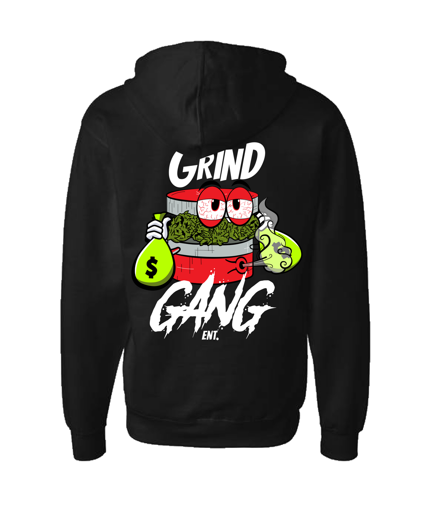 GRIND GANG ENT. LLC - RED GRINDER - Black Zip Up Hoodie