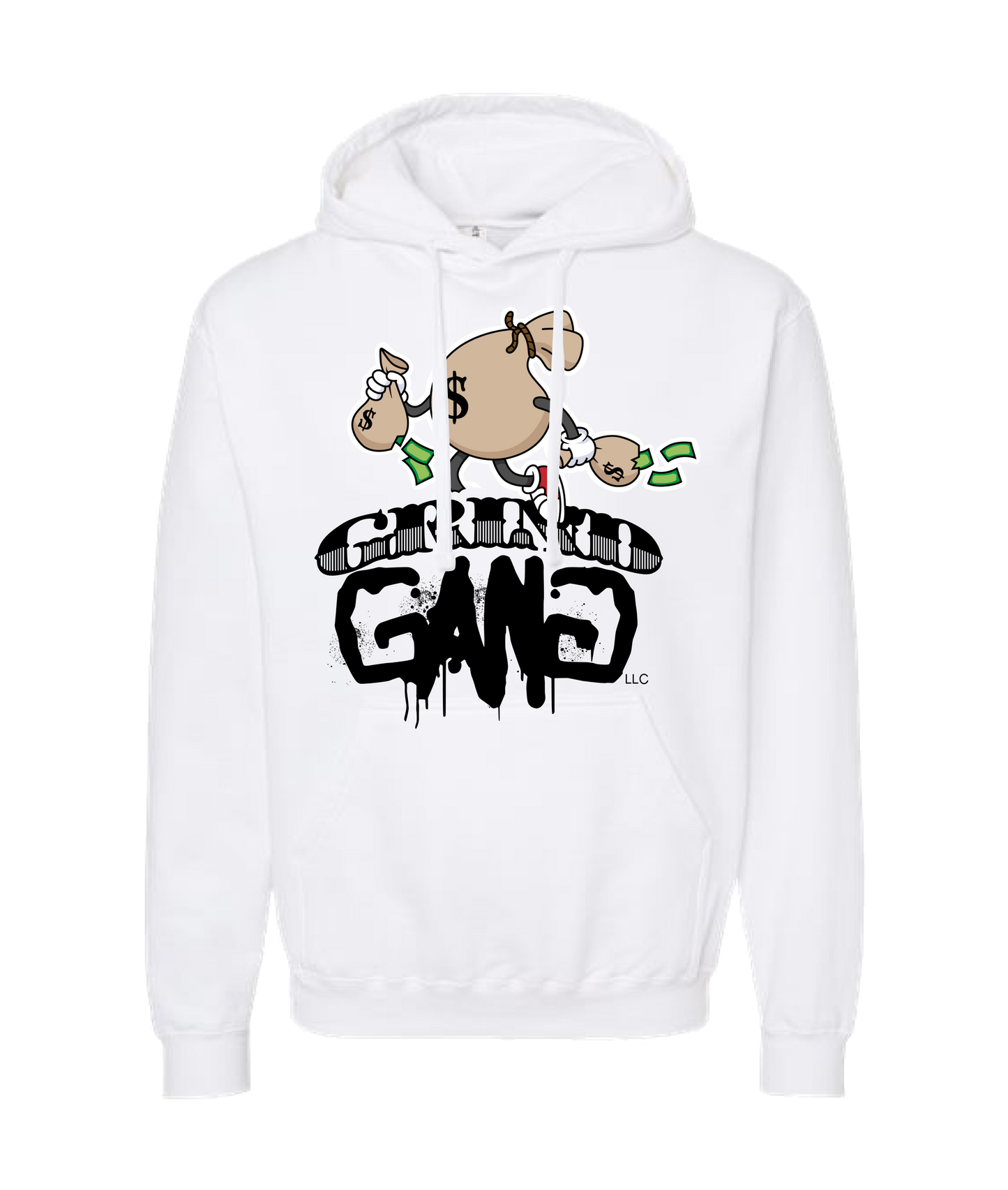 GRIND GANG ENT. LLC - MONEY BAG LOGO 1 - White Hoodie