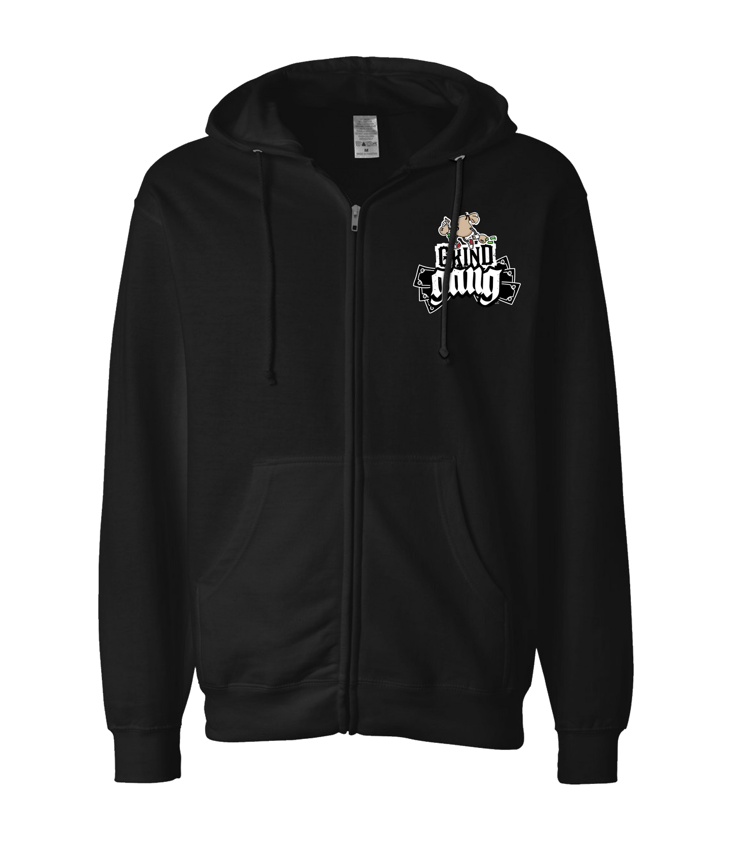 GRIND GANG ENT. LLC - MONEY BAG LOGO 2 - Black Zip Up Hoodie