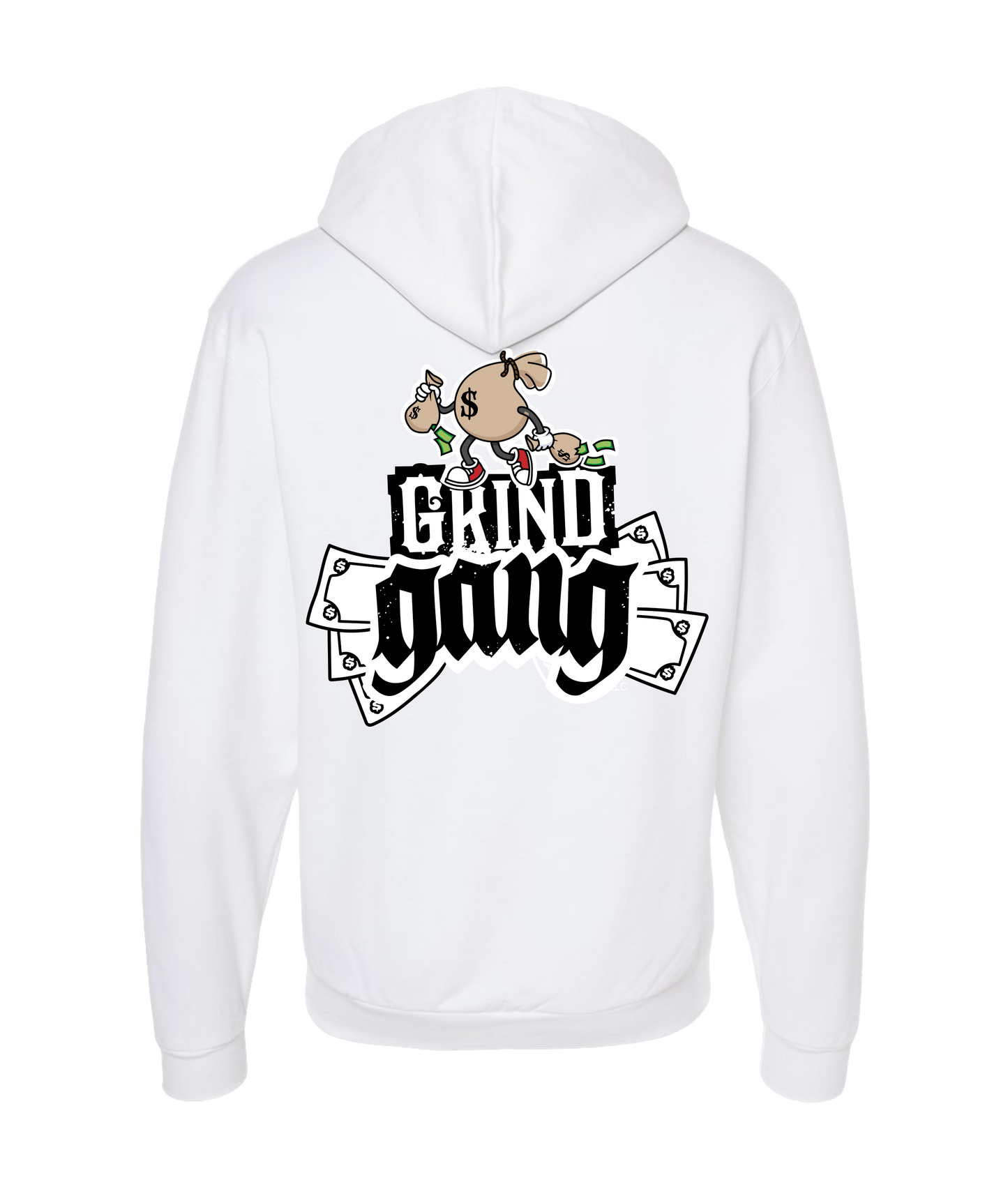 GRIND GANG ENT. LLC - MONEY BAG LOGO 2 - White Zip Up Hoodie