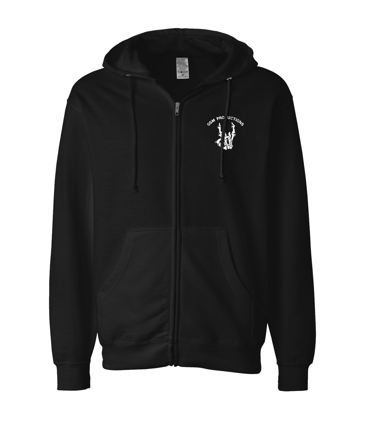 GSM Productions - Skeleton Horns Logo - Black Zip Up Hoodie