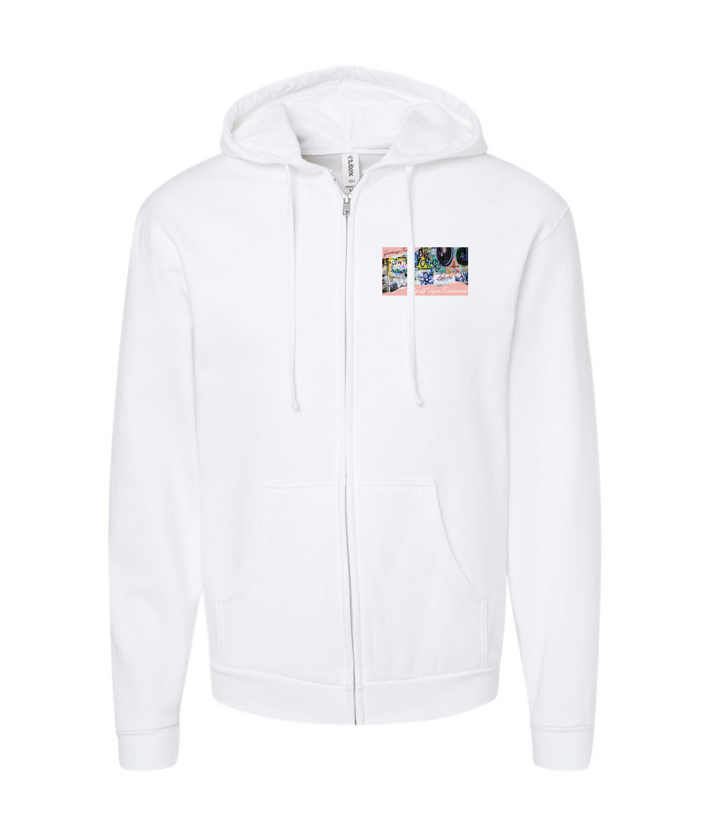 Griff Vegas Enterprise Greetings White Zip Hoodie