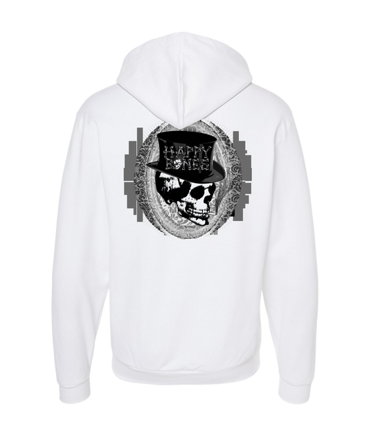 Happy Bones Jones - Smoking Skull - White Zip Up Hoodie
