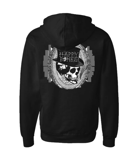 Happy Bones Jones - Smoking Skull - Black Zip Up Hoodie