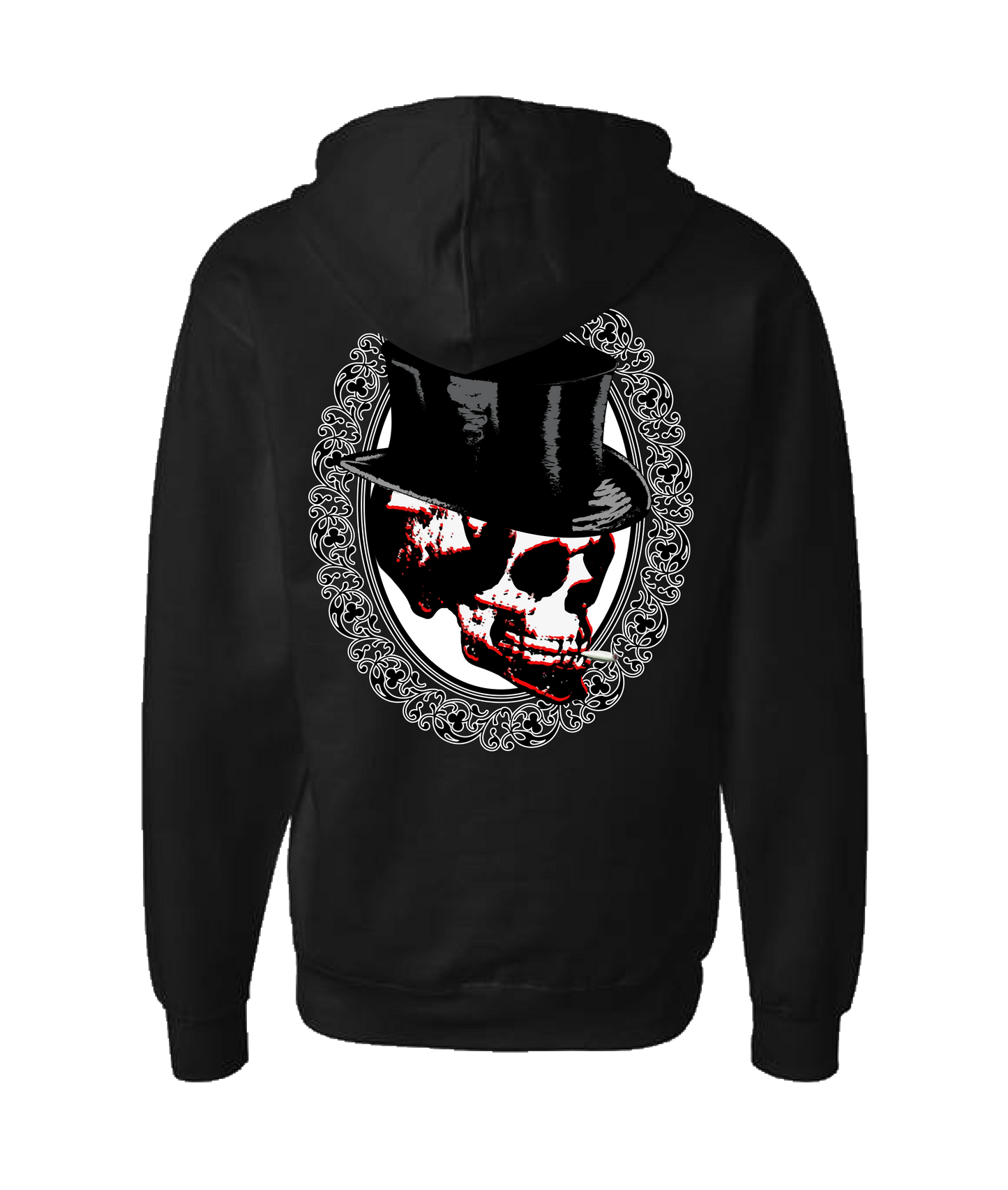 Happy Bones Jones - Smoking Skull 2 - Black Zip Up Hoodie