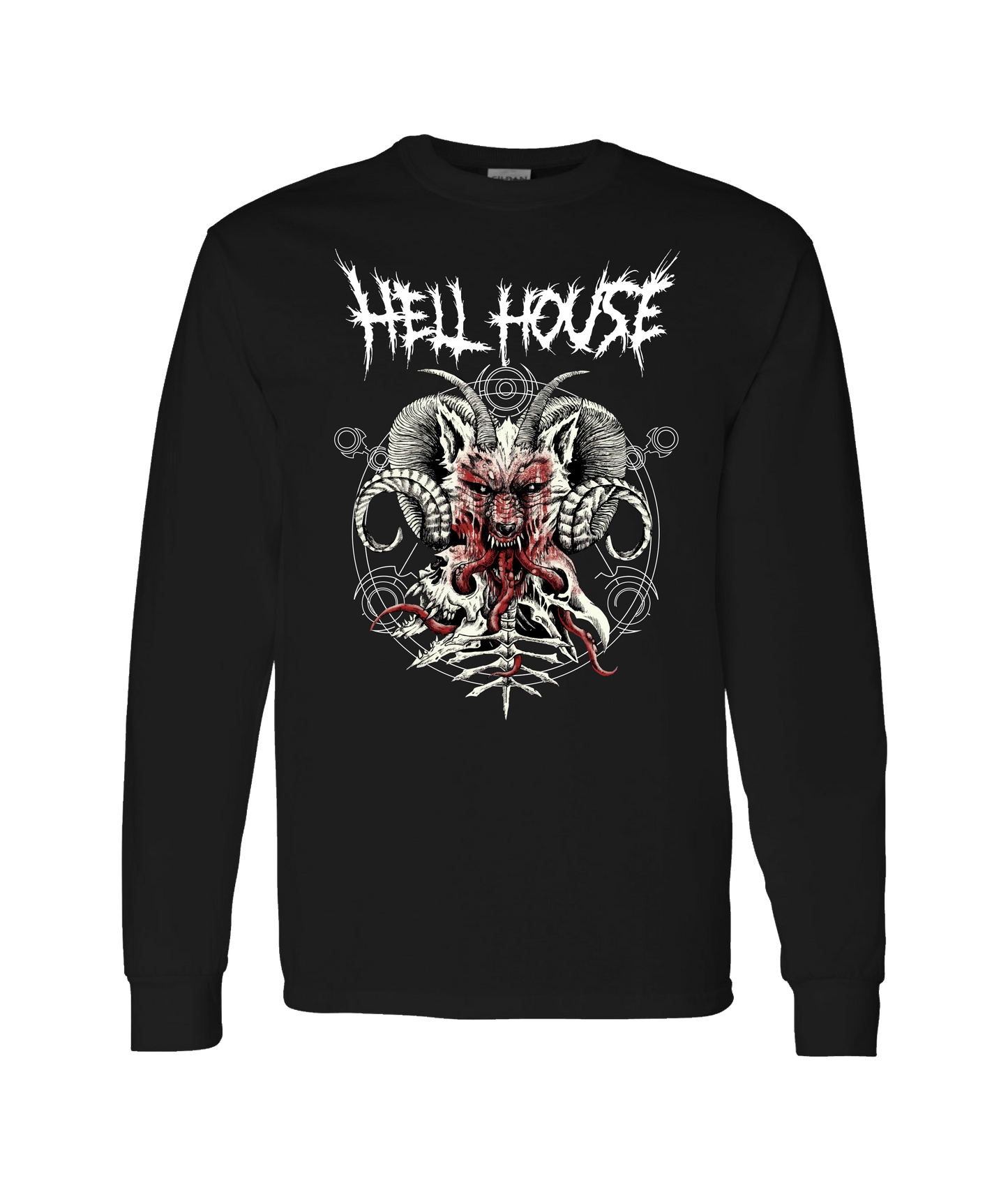 Hellhouse crypt - WOLFHORN - Black Long Sleeve T