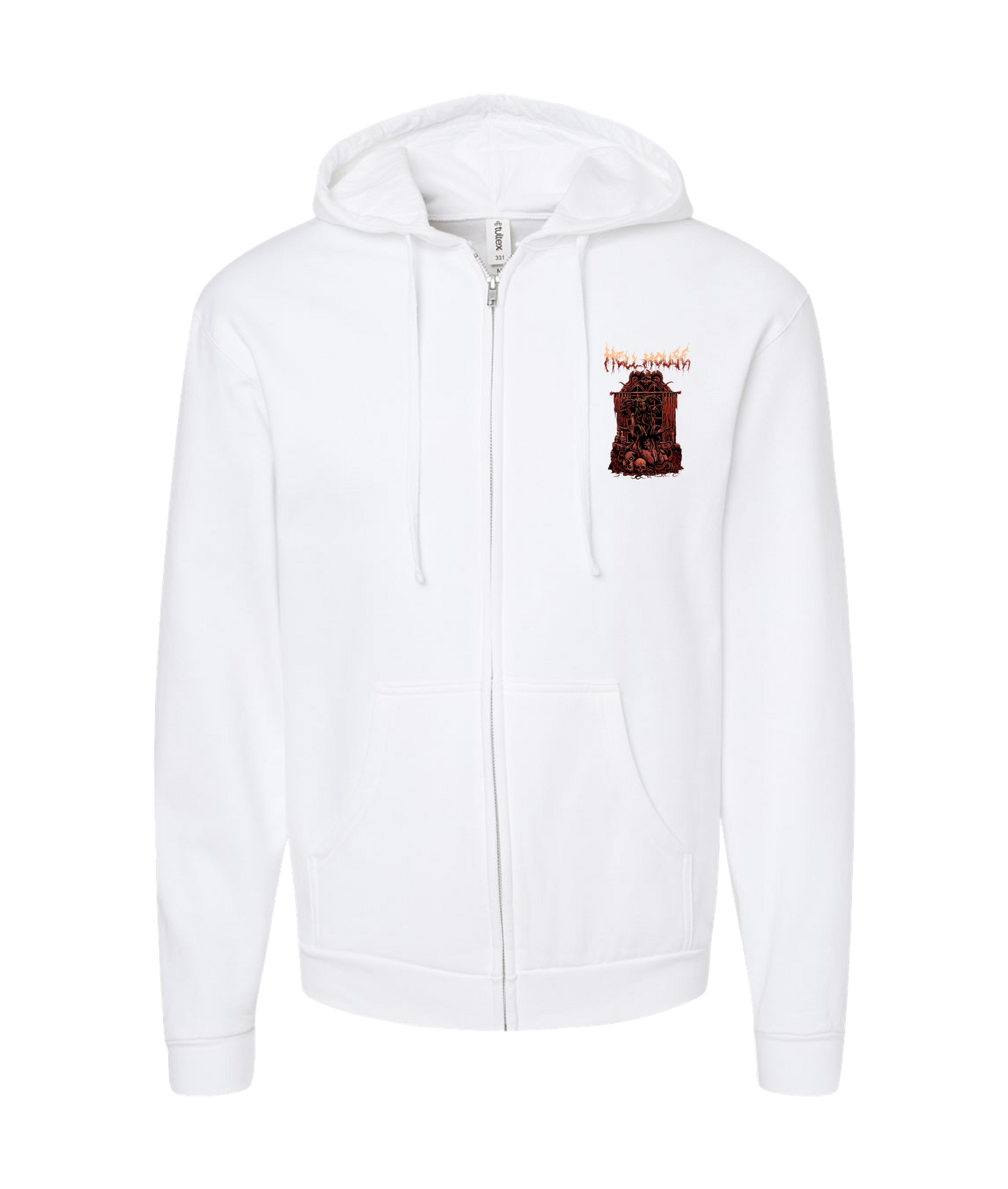 Hellhouse crypt - GIRLGOAT - White Zip Up Hoodie