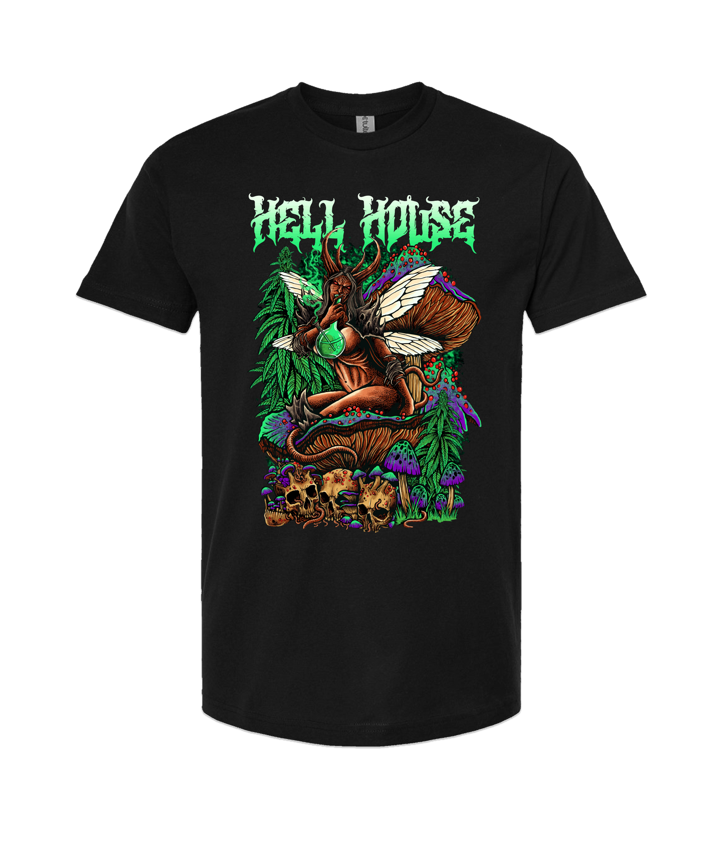 Hellhouse crypt - MUSHROOM - Black T-Shirt