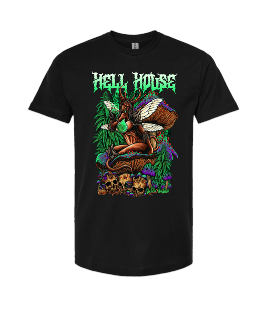 Hellhouse crypt - MUSHROOM - Black T-Shirt