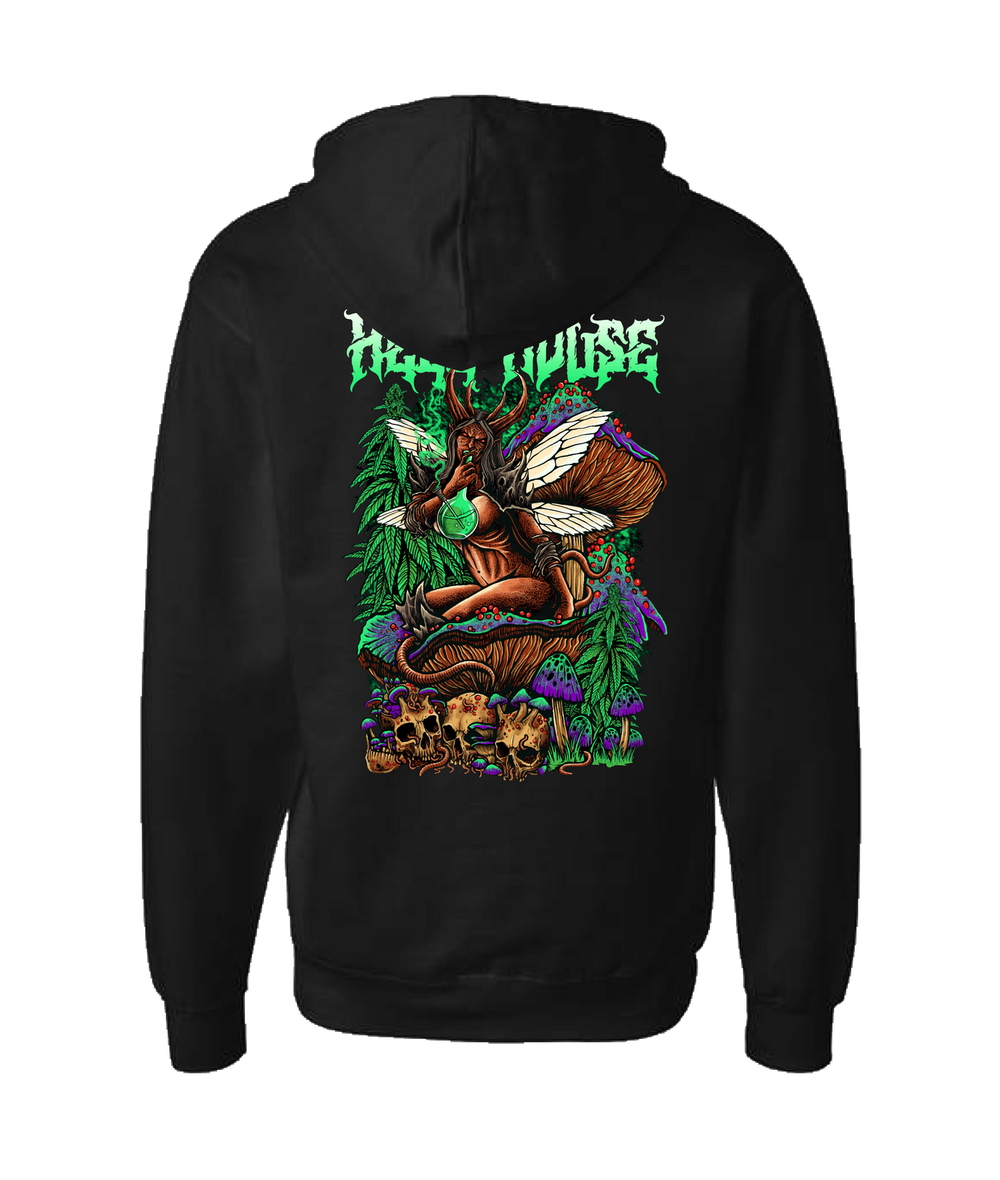 Hellhouse crypt - MUSHROOM - Black Zip Up Hoodie
