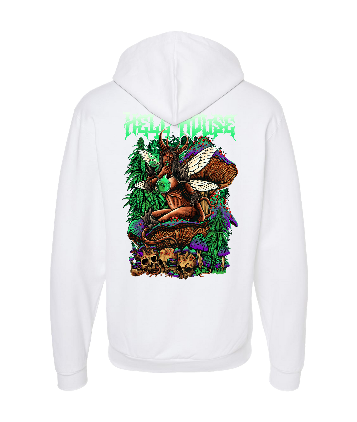 Hellhouse crypt - MUSHROOM - White Zip Up Hoodie