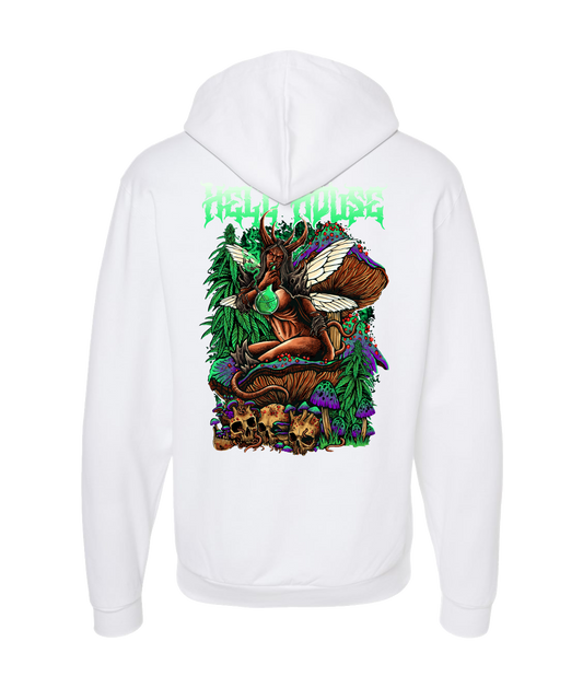 Hellhouse crypt - MUSHROOM - White Zip Up Hoodie