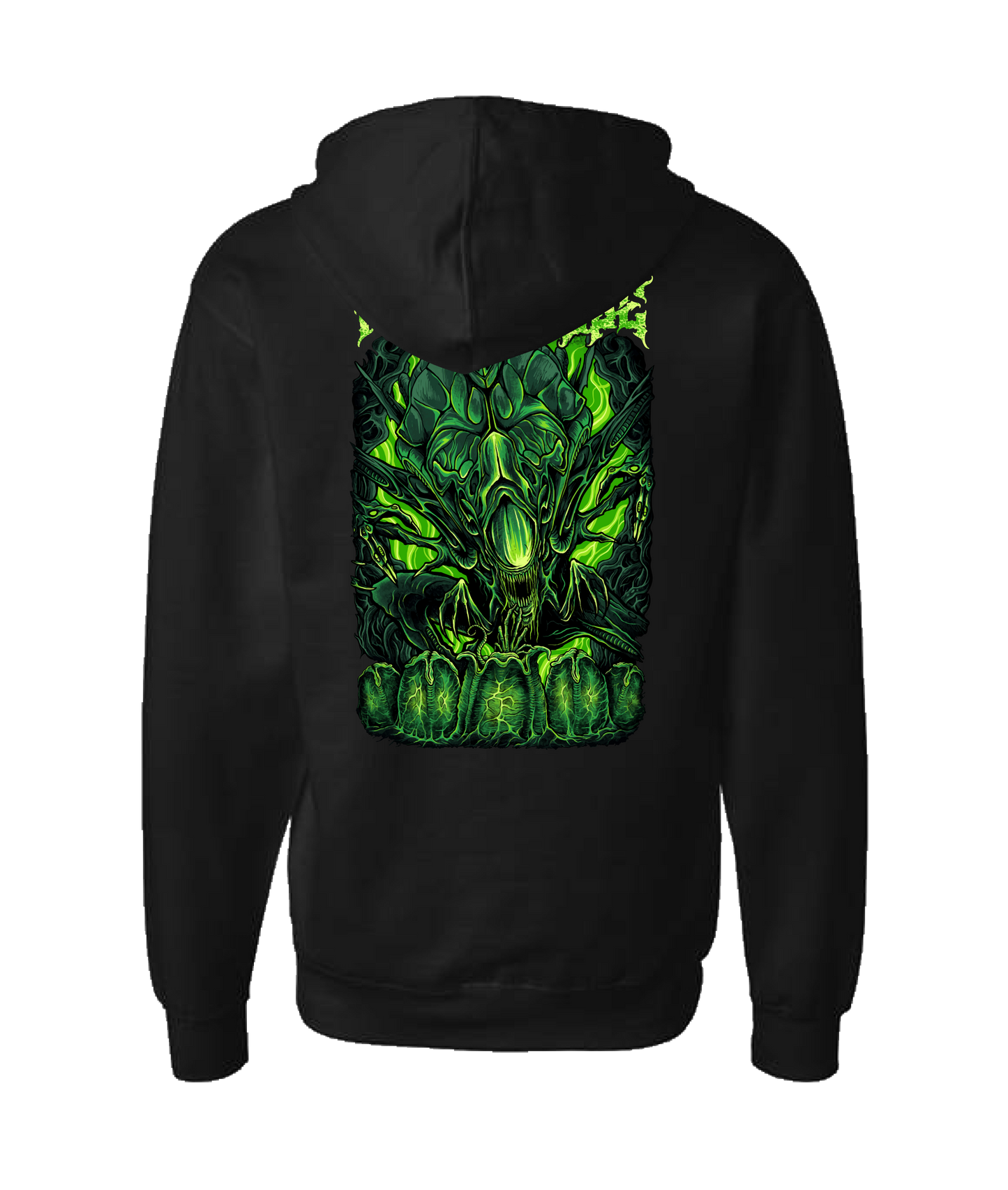 Hellhouse crypt - ALIEN - Black Zip Up Hoodie