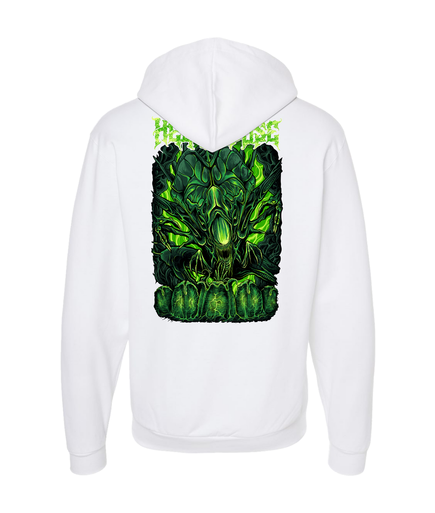 Hellhouse crypt - ALIEN - White Zip Up Hoodie