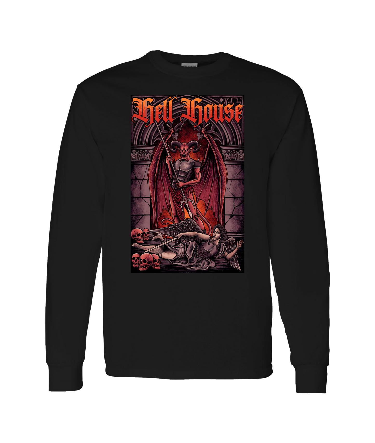 Hellhouse crypt - Devil VS Michael - Black Long Sleeve T