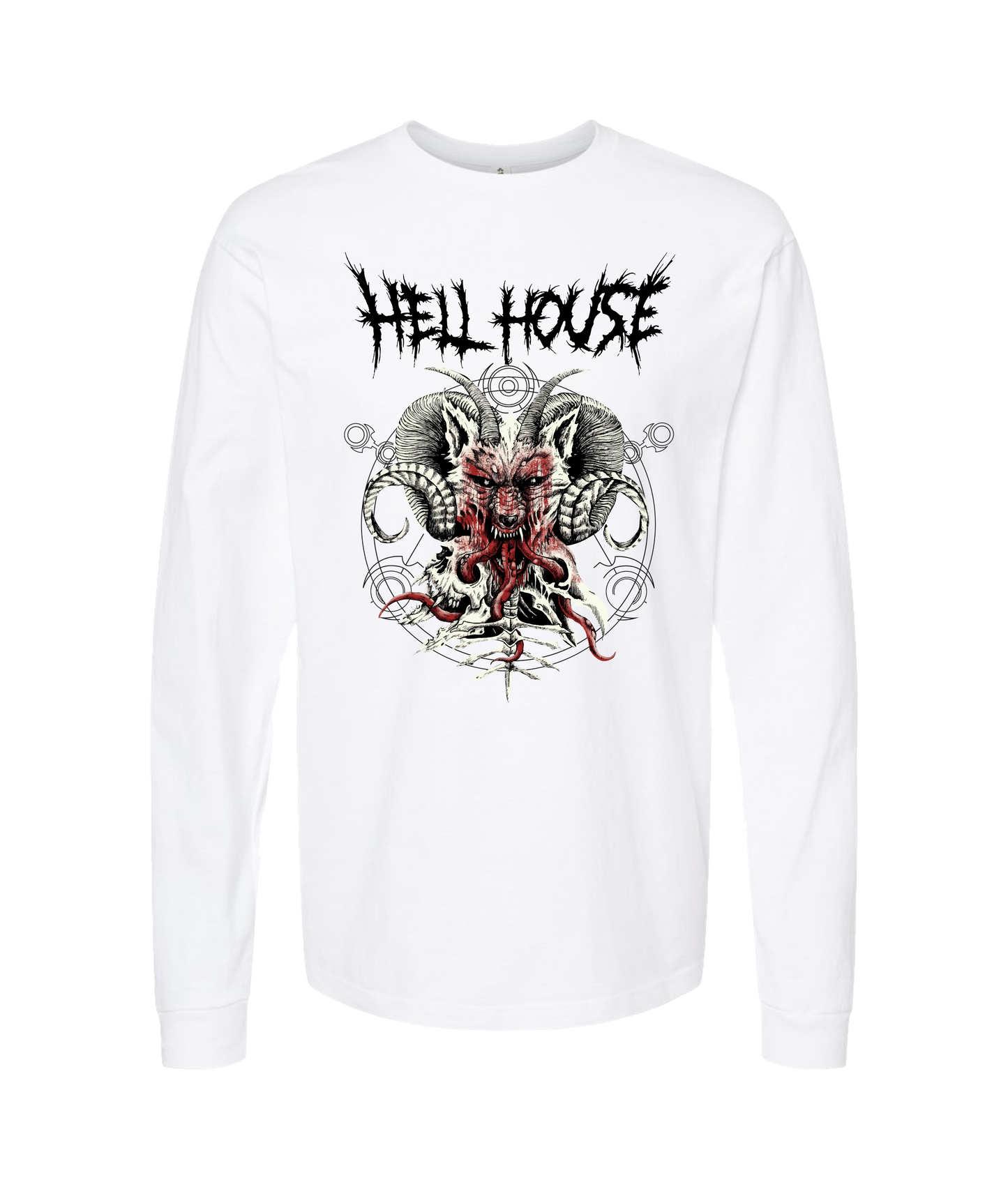 Hellhouse crypt - WOLFHORN - White Long Sleeve T