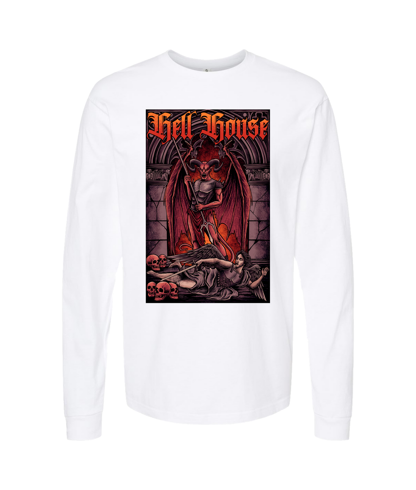 Hellhouse crypt - Devil VS Michael - White Long Sleeve T