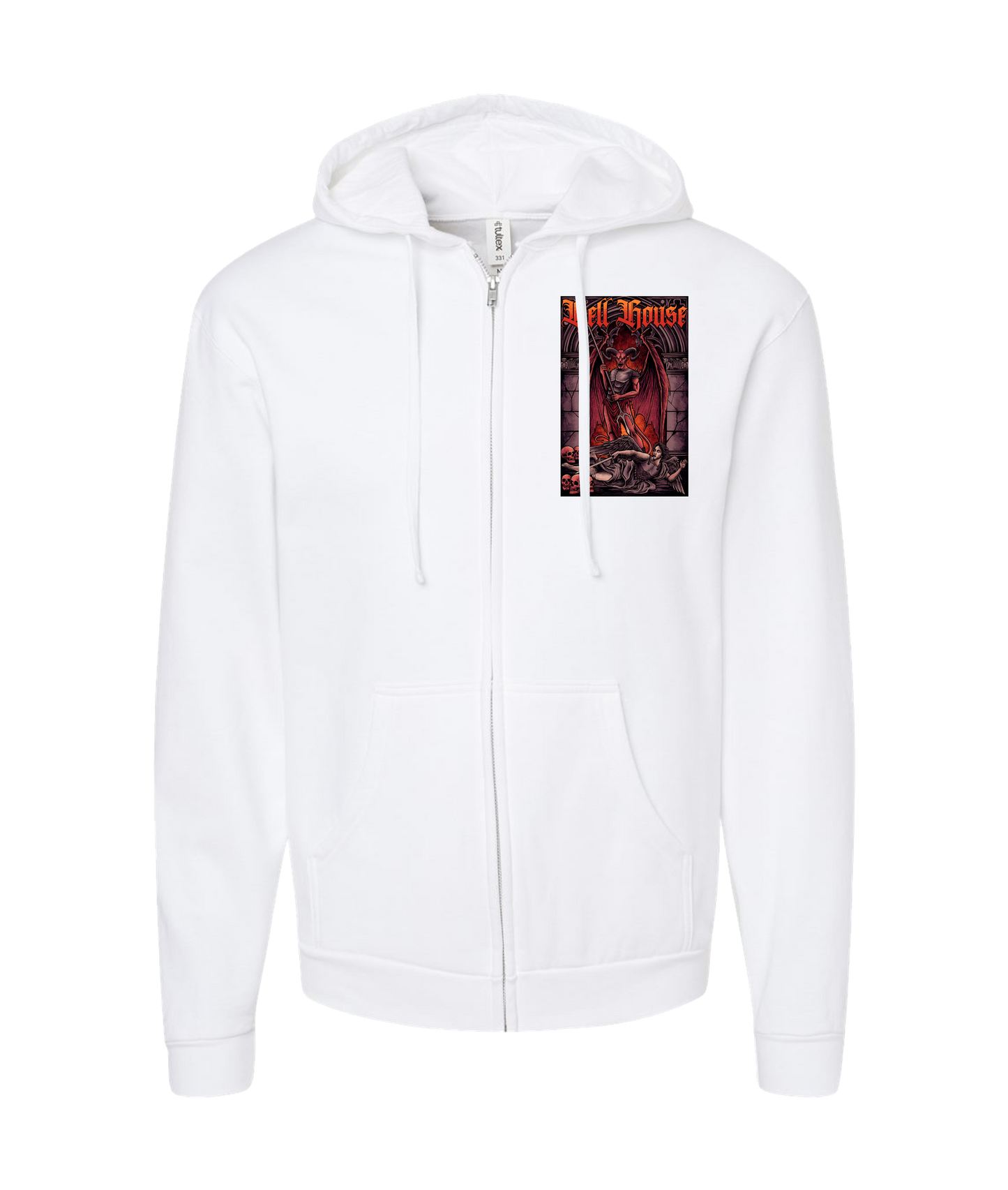Hellhouse crypt - Devil VS Michael - White Zip Up Hoodie