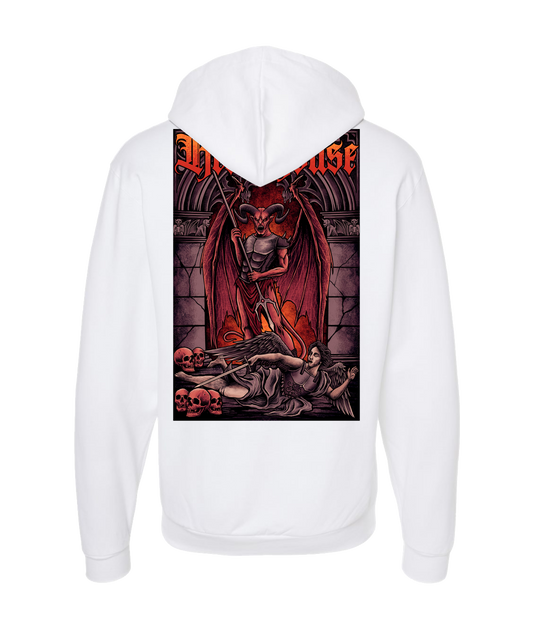 Hellhouse crypt - Devil VS Michael - White Zip Up Hoodie