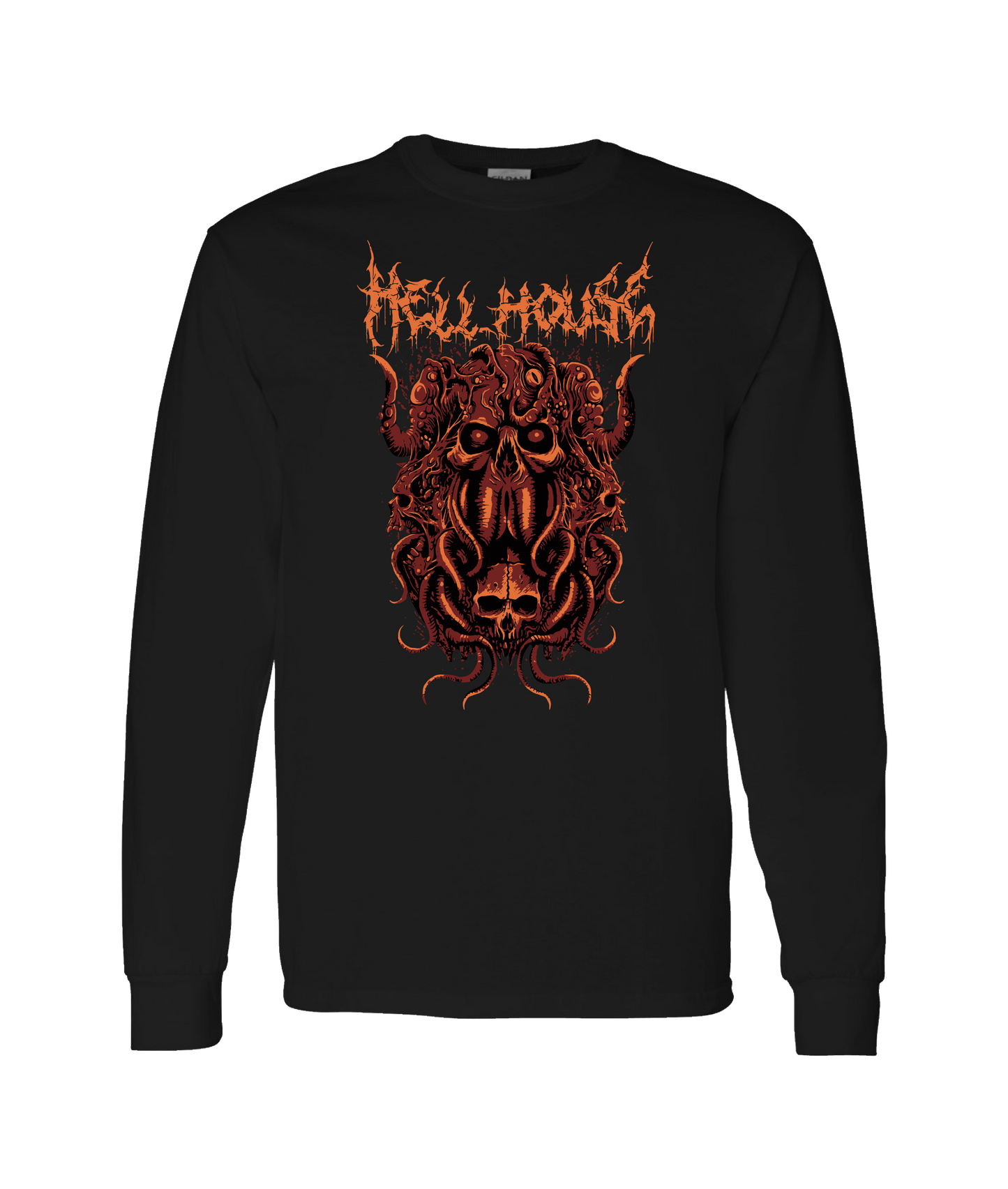 Hellhouse crypt - OCTOPUSSSKVLL - Black Long Sleeve T