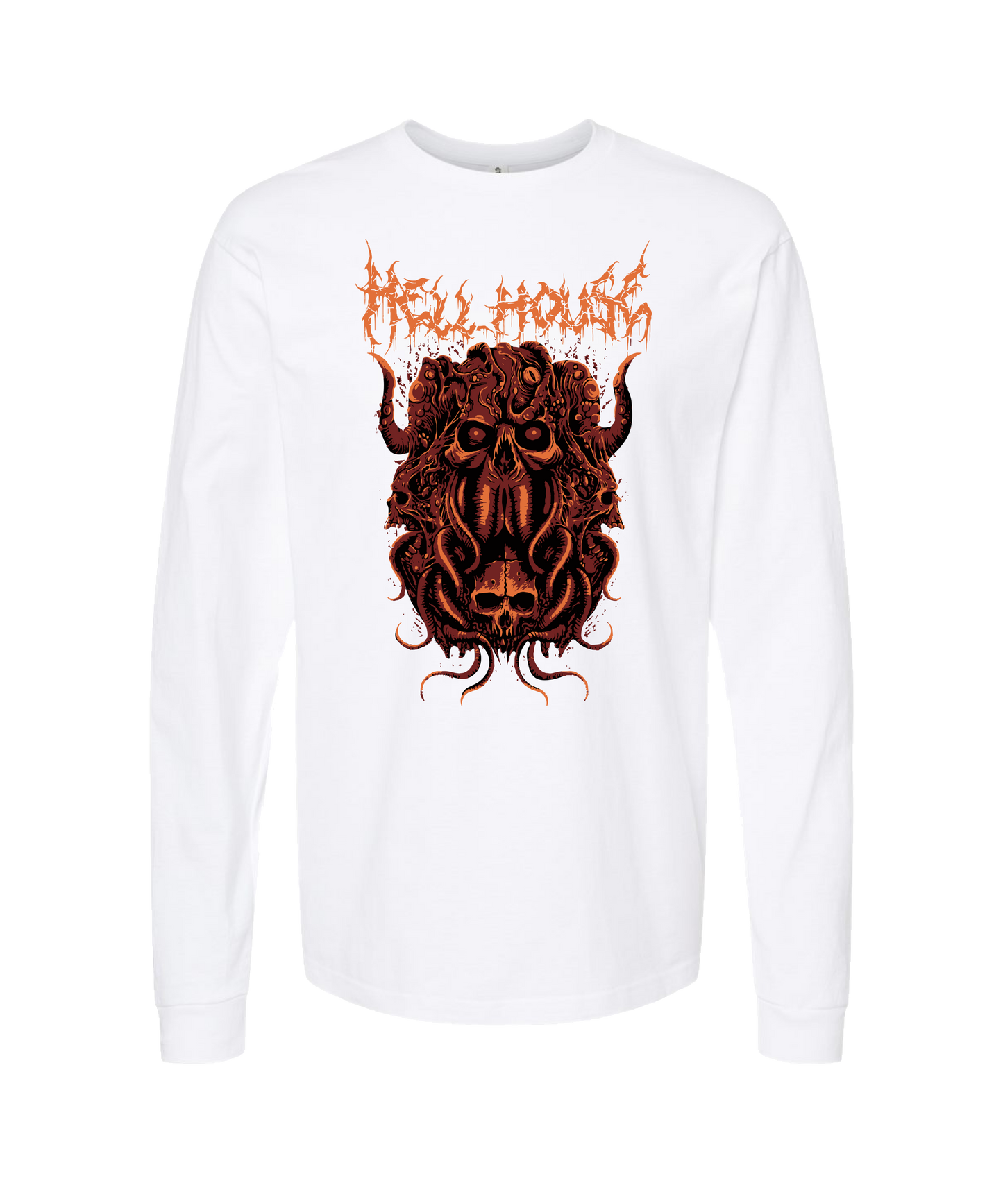 Hellhouse crypt - OCTOPUSSSKVLL - White Long Sleeve T