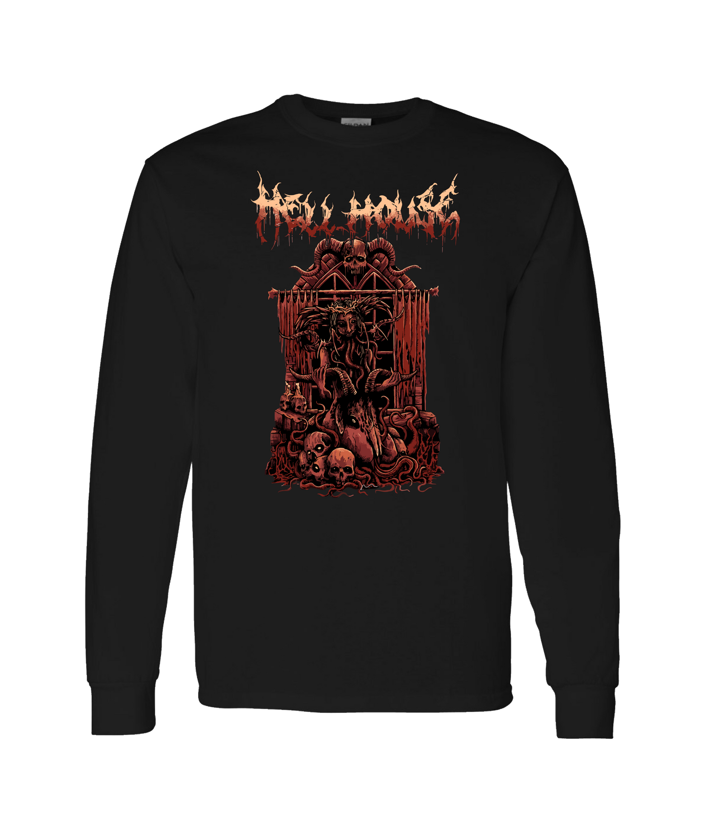 Hellhouse crypt - GIRLGOAT - Black Long Sleeve T