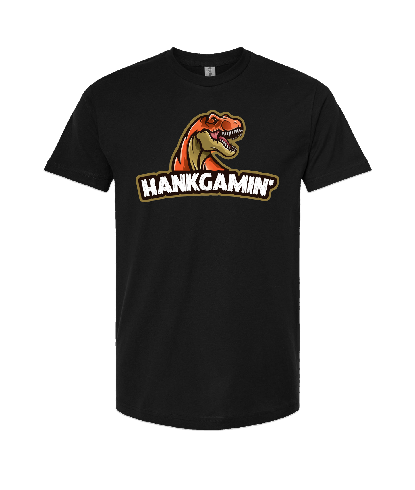 Hank Gamin' - T-Rex Orange - Black T Shirt
