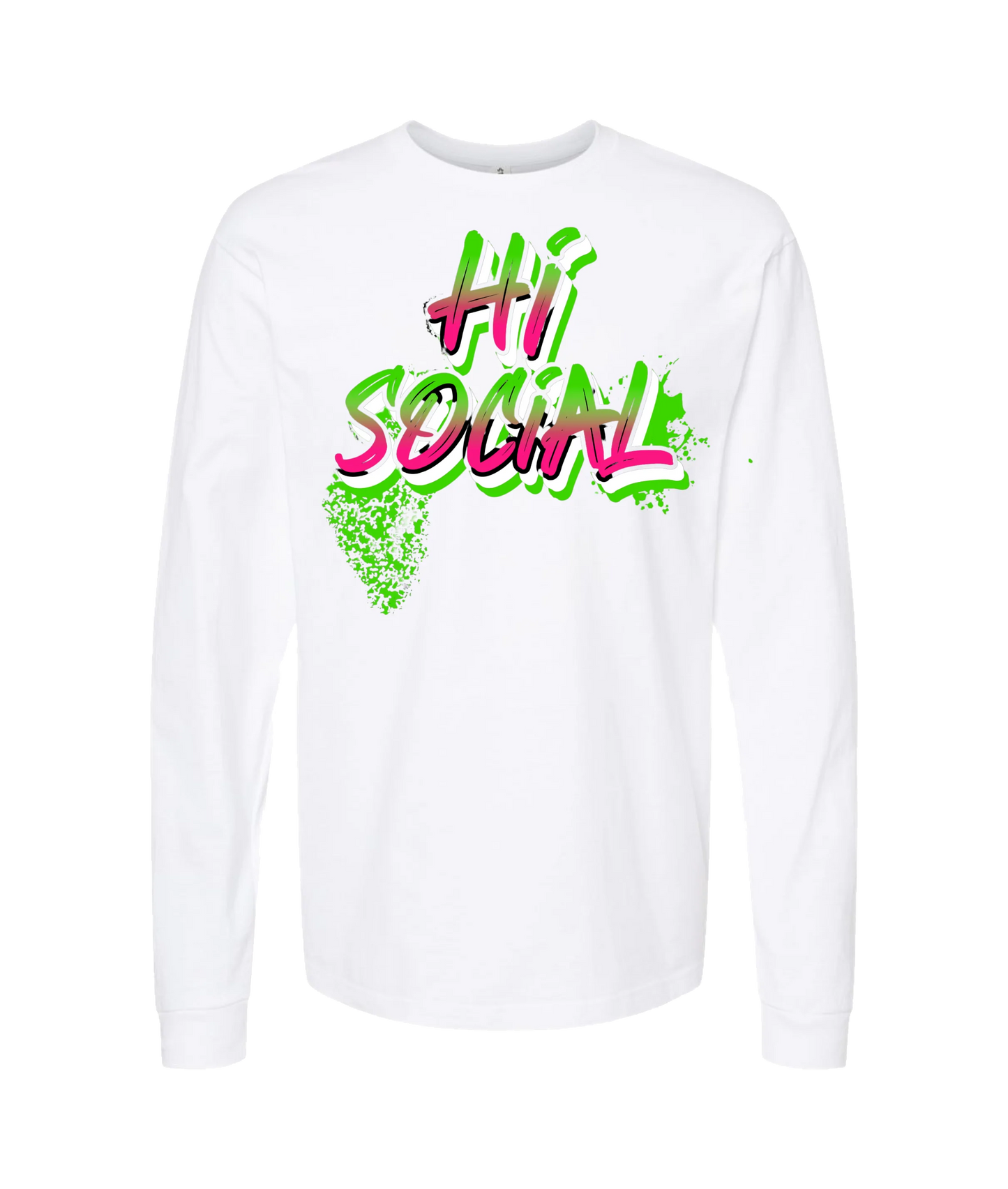HiSocial - Logo - White Long Sleeve T