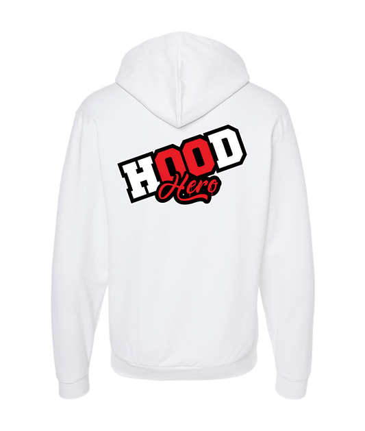 HustleMadeJhooks - Hood Hero - White Zip Up Hoodie