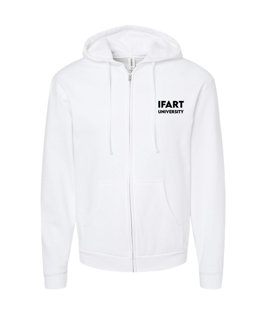 iFart - UNIVERSITY - White Zip Up Hoodie