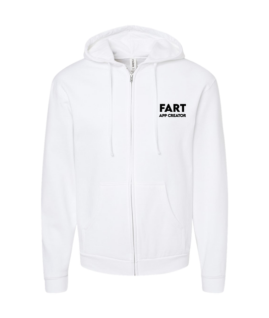 iFart - APP CREATOR - White Zip Up Hoodie