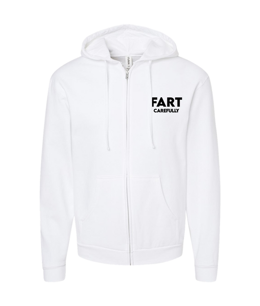 iFart - CAREFULLY - White Zip Up Hoodie