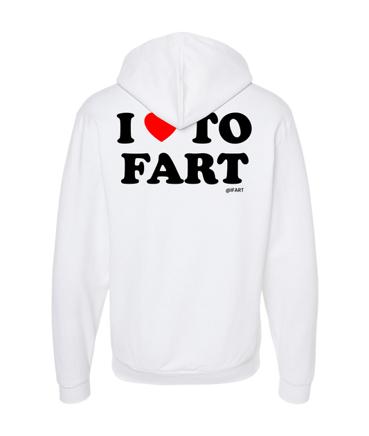 iFart - I <3 TO FART - White Zip Up Hoodie