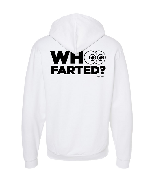 iFart - WHO FARTED? - White Zip Up Hoodie