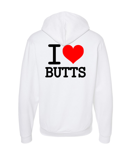 V-IHGTOP - I Heart Butts - White Zip Up Hoodie