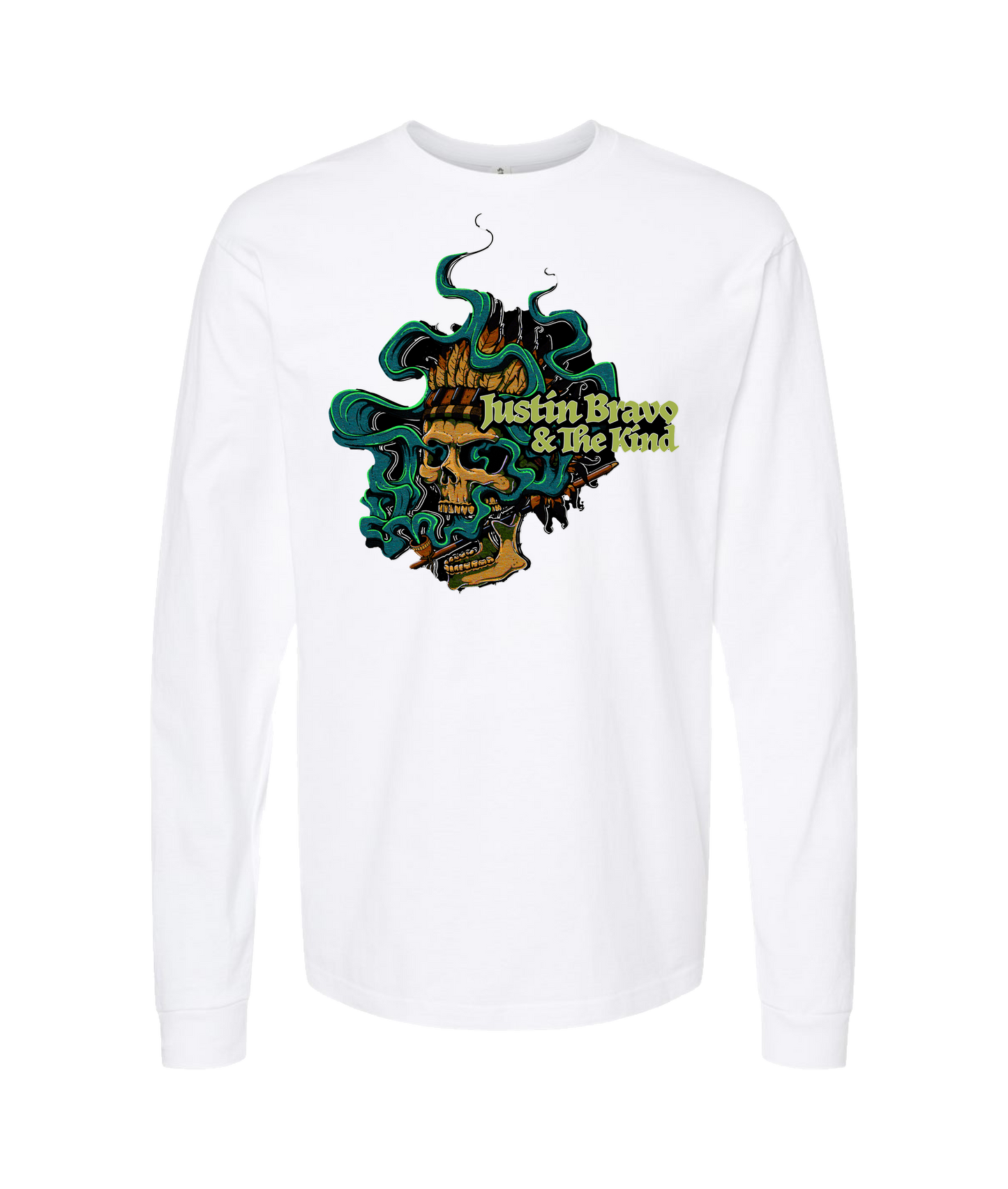 Justin Bravo & The Kind - Smoking Skull - Black Long Sleeve T