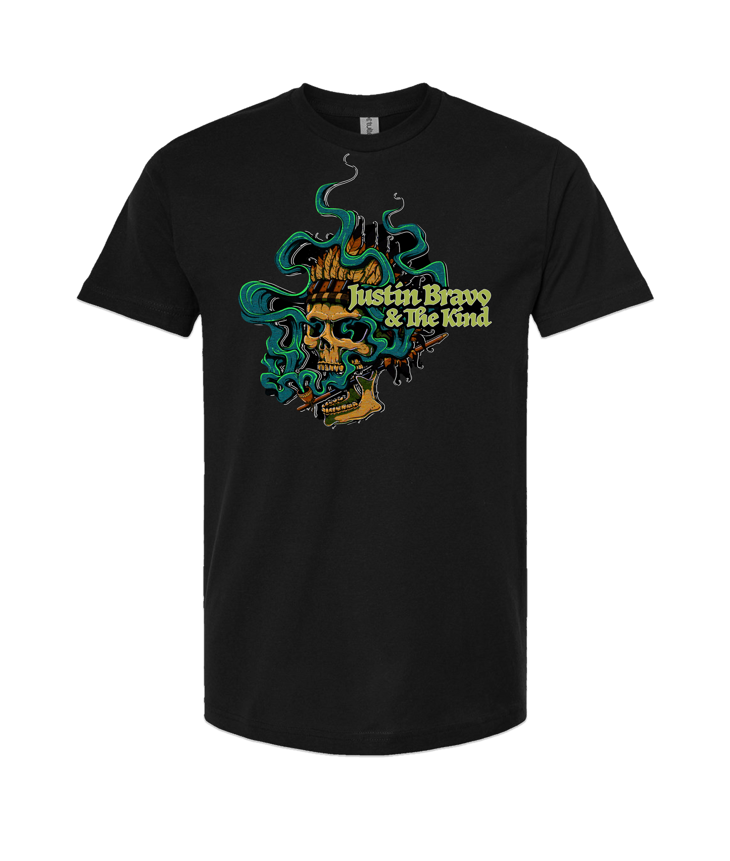Justin Bravo & The Kind - Smoking Skull - White T Shirt
