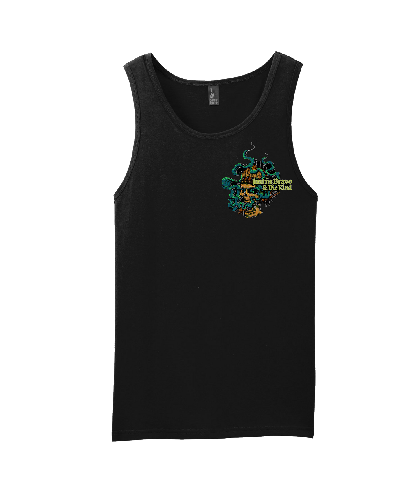 Justin Bravo & The Kind - Smoking Skull - White Tank Top