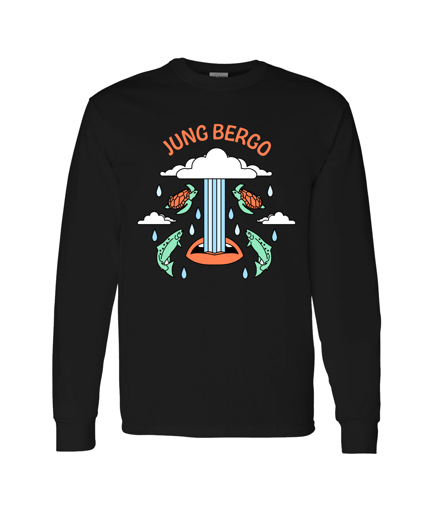 Jung Bergo - Swallowing A Raincloud - Black Long Sleeve T