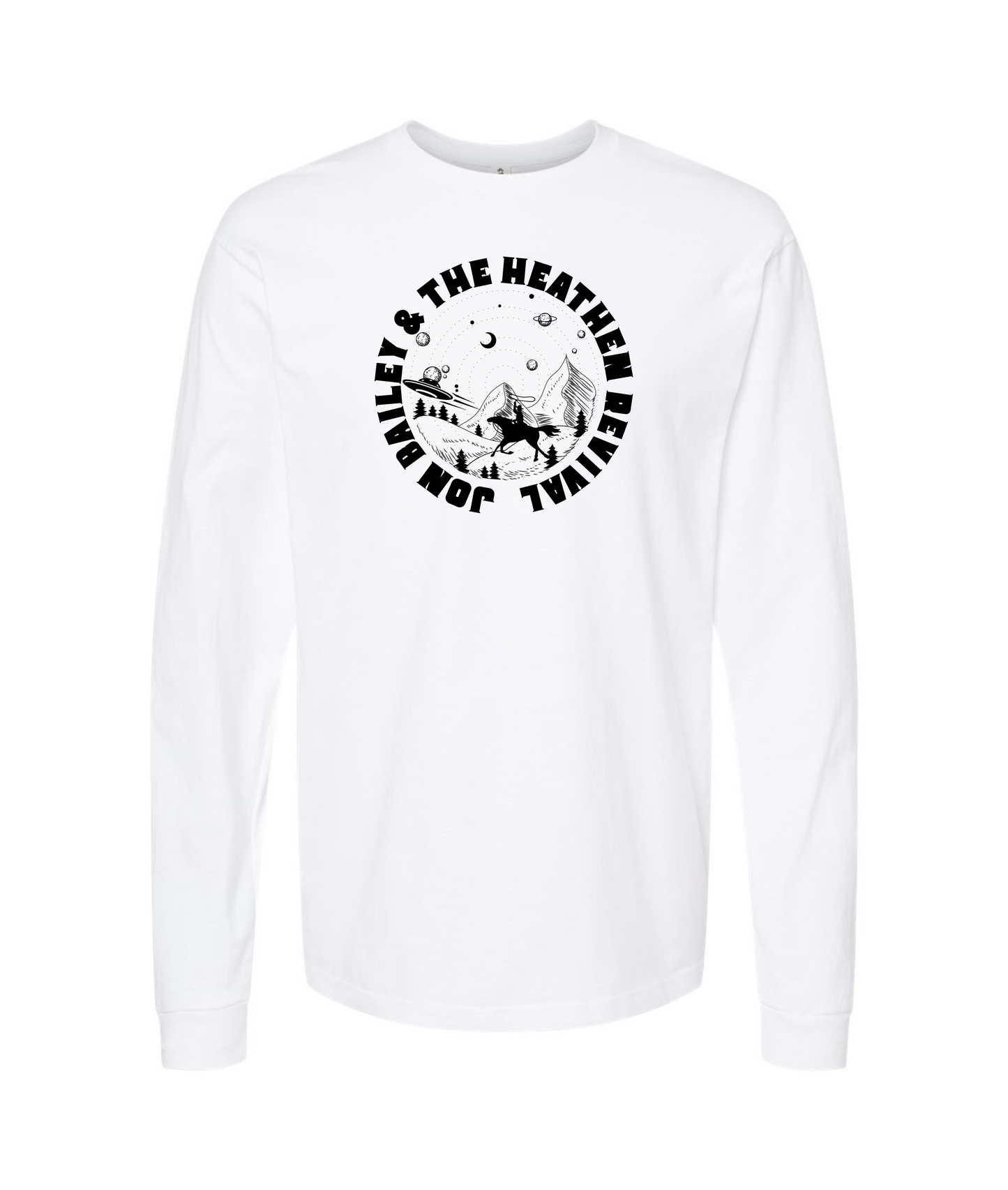 Jon Bailey & The Heathen Revival - Cowboys & UFOs - White Long Sleeve T